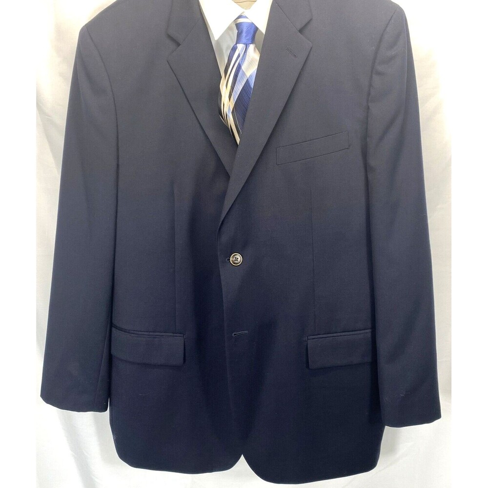 Joseph & Feiss Gold Men's 46R 2 Button Wool Blazer Navy Sport Coat